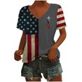 thumbnail image 3 of Tops Cortos para las Mujeres Día de la Independencia Patriótica Impreso Cuello en V, Manga Corta Top Casual para Diario, Fiesta Y Todas las Estaciones, 3 of 5