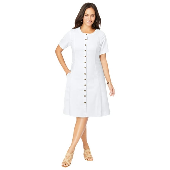 Jessica London Women's Plus Size Button Front Denim Dress