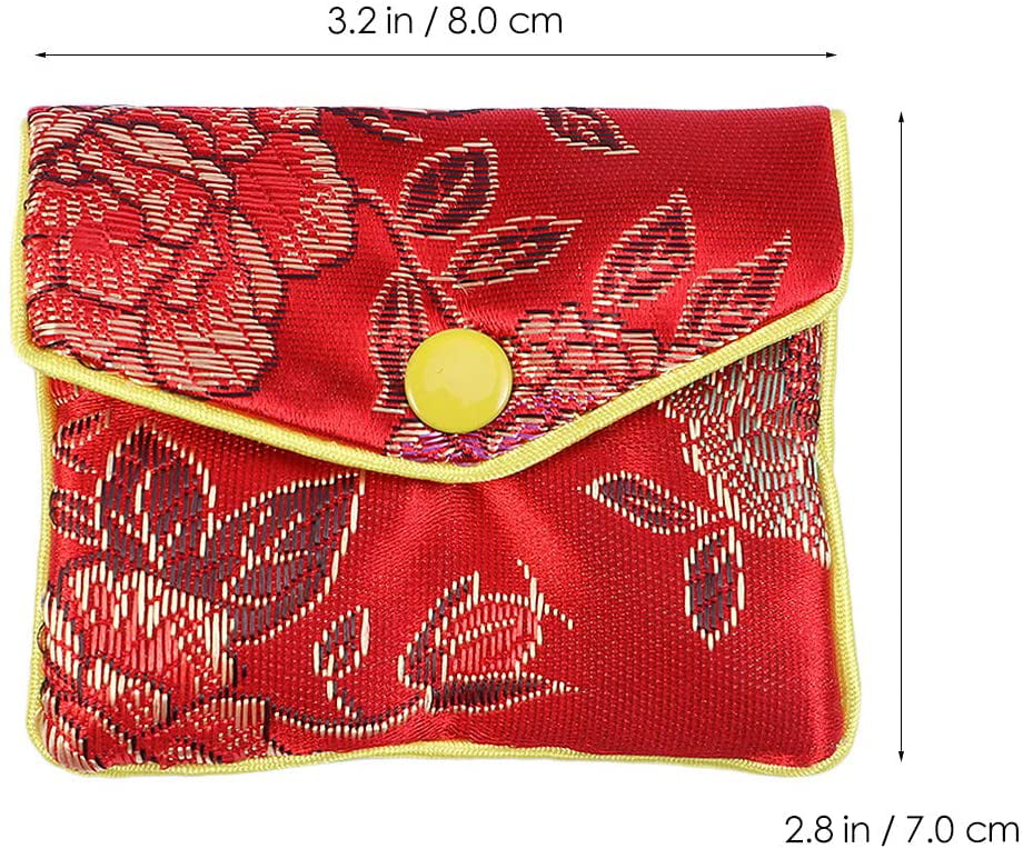 12Pcs Chinese Traditional Brocade Pouch Coin Purse Embroidery Pouch Jewelry Bags 