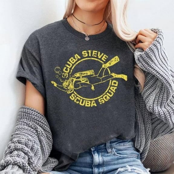 Scuba Steve Scuba Squad T Shirt Funny Vintage 90s Hilarious Retro Saying Cool, Men's And Women's Graphic Tee 100% Cotton by TBun, Full Sizes S-5XL