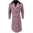 thumbnail image 5 of Mens Trench Coat Notched Lapel Double Breasted Full Length Jackets Casual Classic Woolen Overcoat With Pockets (XL, Purple), 5 of 6