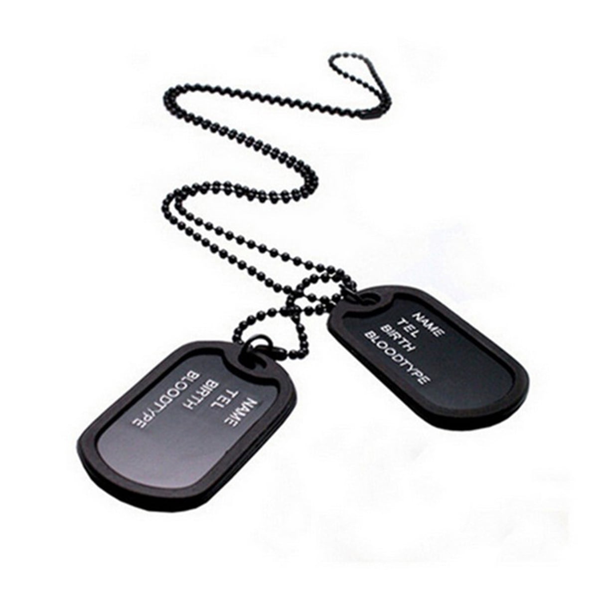 Military Dog Tag Personalized ID Tag Necklace Complete with Chains and Silencers Black Walmart