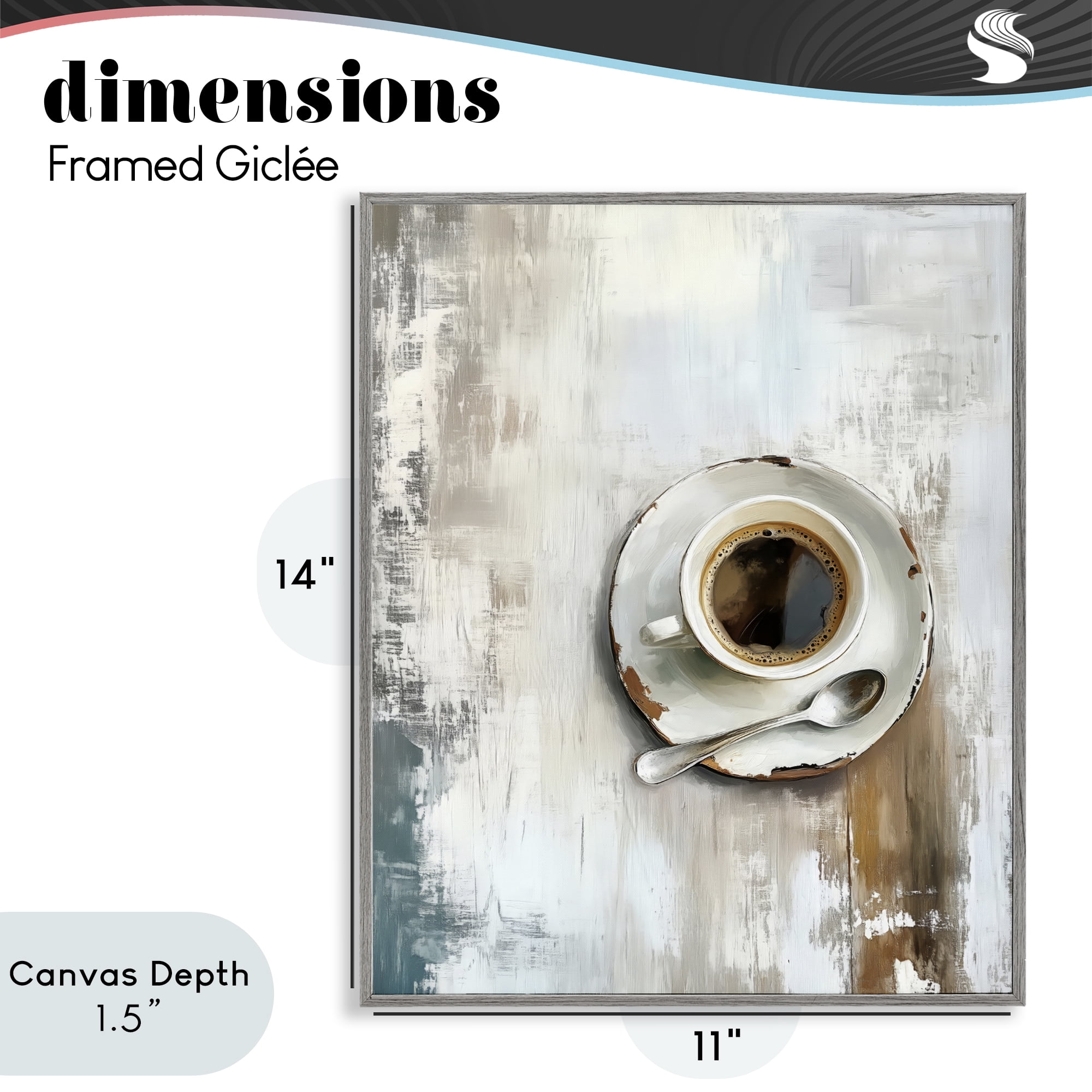 Stupell Industries Neutral & Rustic Cup of Coffee Gray Framed Giclee Art, design by LSR Design Studio