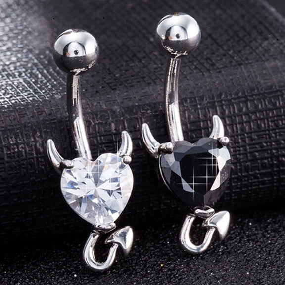SmartBy Fashion Sexy Heart Shape Navel Belly Button Ring Rhinestone Body Piercing Jewelry