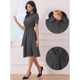 thumbnail image 2 of DARING DIVA Women's Lapel Striped Collared Tie Waist Button Down Work Dresses XS Black, 2 of 6