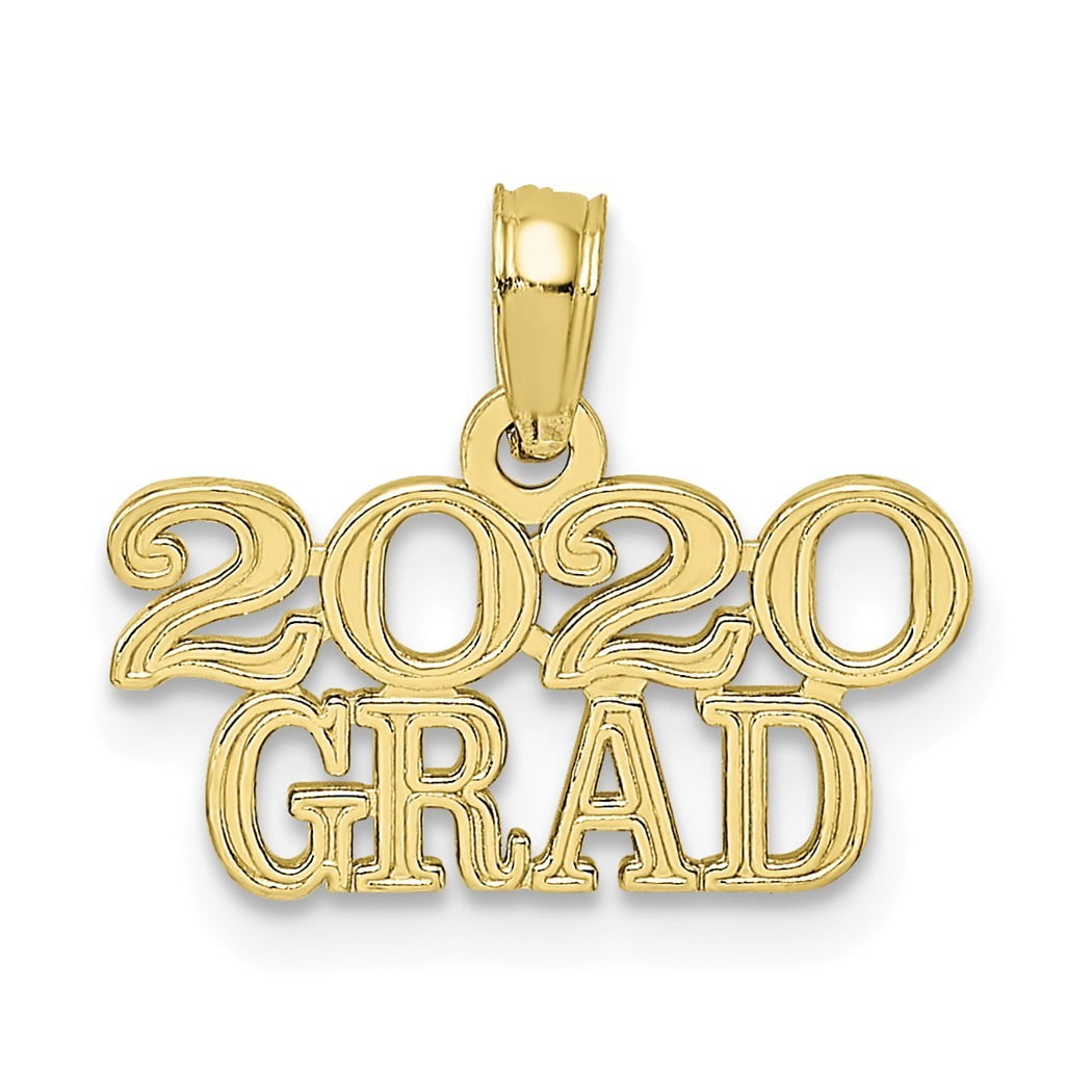 Jewelry 10k Gold 2020 Grad Block Graduation Charm Pendant Necklace