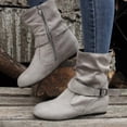 thumbnail image 5 of Guttear Women's Mid Calf Boots Fashion Slouchy Ruched Suede Round Toe Slip on Flats Ankle Booties Casual Winter, 5 of 9