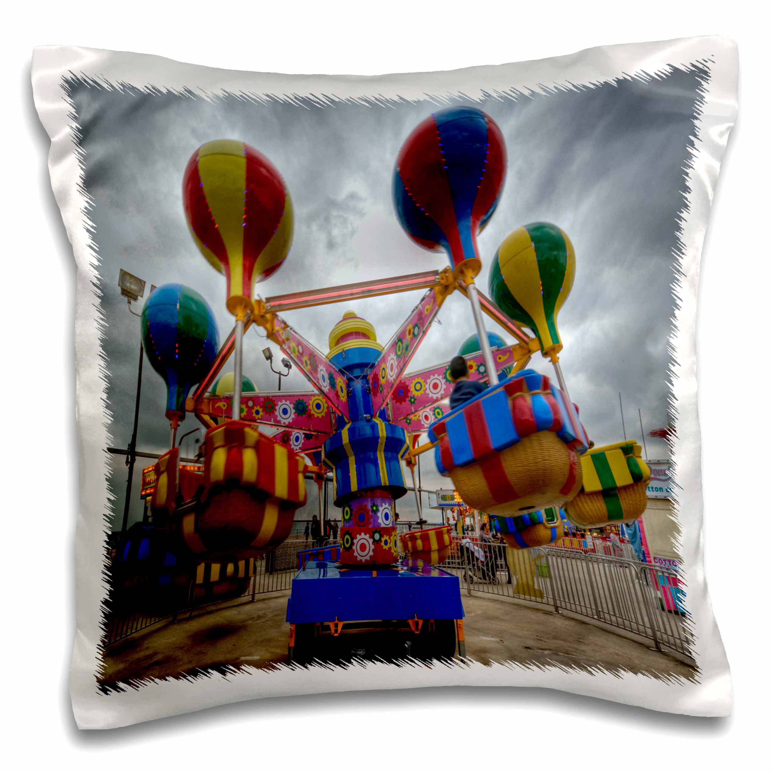 16 by 16-inch pc_7451_1 3dRose Carnival Ride Pillow Case 