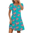 thumbnail image 2 of Viikei Summer Dresses for Women under $10,Summer Boho Short Sleeve Dress,Women's Casual Loose Summer Printed Short Sleeved Dress Mint Green M, 2 of 5