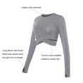 thumbnail image 4 of Long Sleeve Crop Tops for Women Tummy Cross Fitted Yoga Running Shirts Gym Workout Cropped Tank Tops, 4 of 5