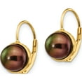 thumbnail image 2 of 14K Yellow Gold 6-7mm Black Button Freshwater Cultured Pearl Leverback Earrings (16 X 8) Made In Canada xf326e, 2 of 5