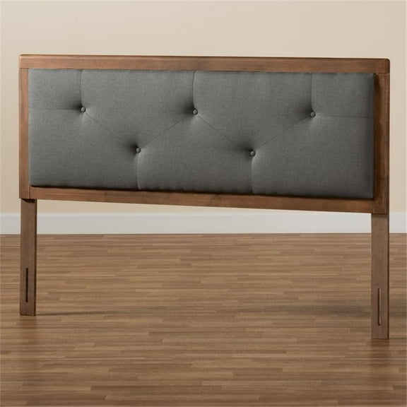 Bowery Hill Dark Gray and Walnut Brown Finished Wood King Size Headboard