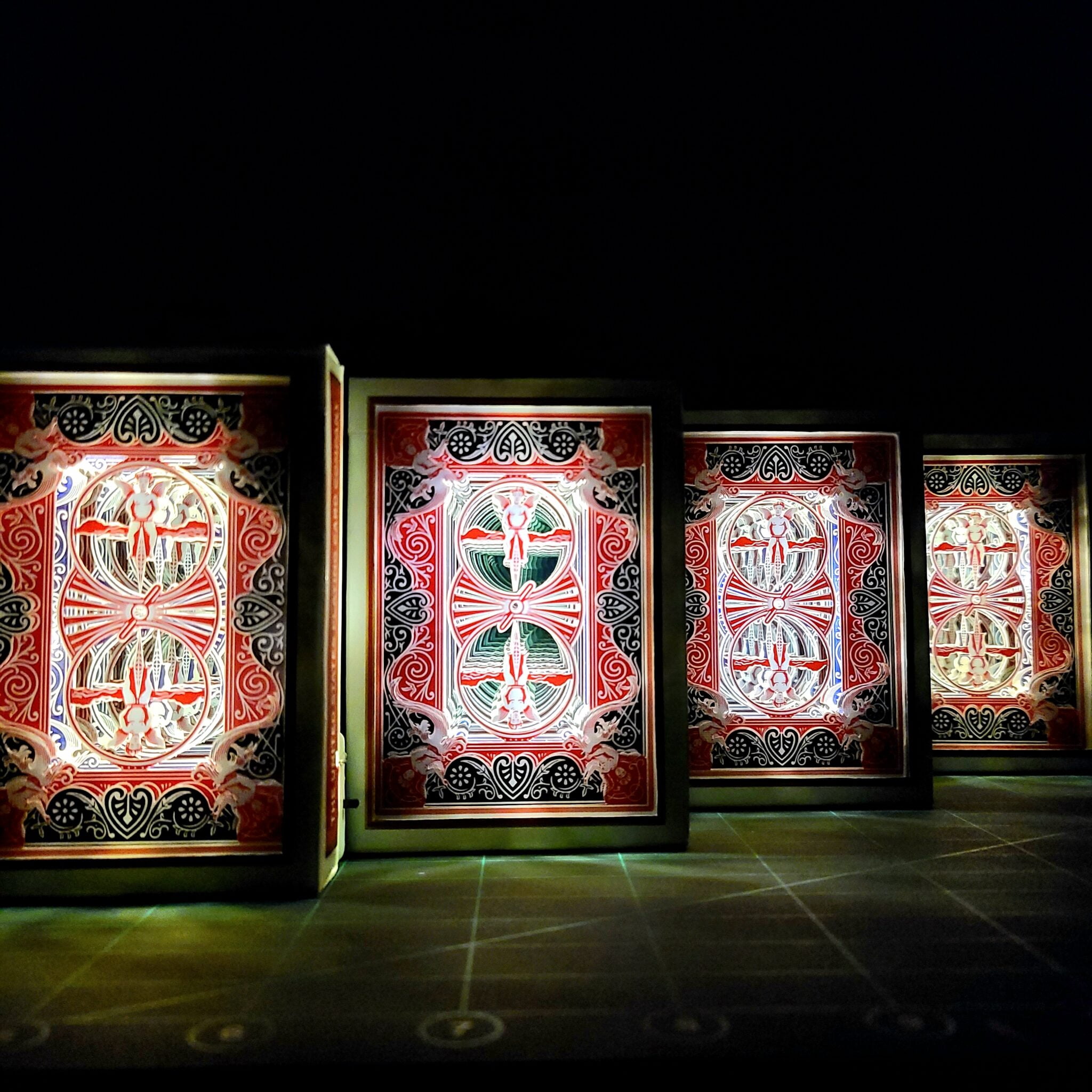 "04/19/43" Rider Back Infinity Cut Playing Cards with LEDs by 3Decks Designs
