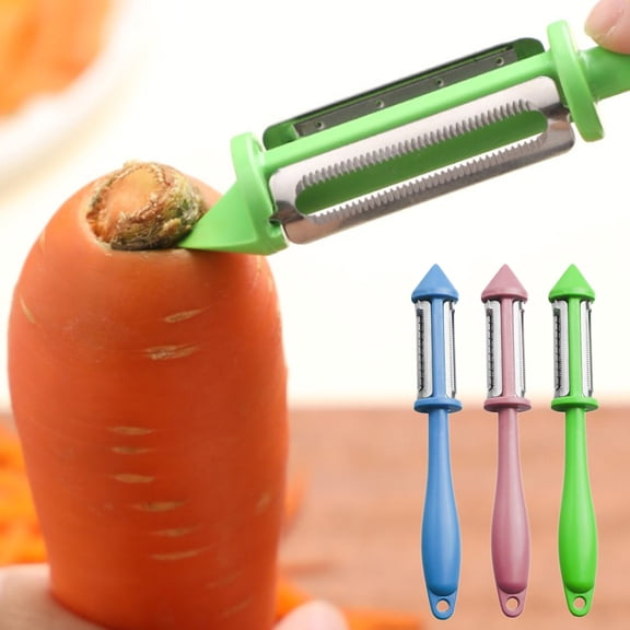 Vegetable Peeler 3-in-1 Julienne Slicer | Ultra Sharp Swivel Blade, Non-Slip Hangable Handle | Multi-Use for Potatoes, Carrots, Fruit, Cucumber | Dishwasher Safe, Rust Resistant | Green Blue Pink