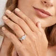 thumbnail image 3 of 1 Carat IGI Certified Round Shape Lab Grown Diamond Engagement Ring | 14K White Gold | Leona Three stone Side Pear Shape Lab Diamond Ring | FG-VS1-VS2 Quality Friendly Diamonds, 3 of 6