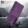 thumbnail image 7 of SaniMore Versatile Case for Samsung Galaxy S24, Rugged PC Shell PU Leather Button Flip Card Pocket Stand Feature Magnetic Car Mount Shockproof Anti-drop Heavy Duty Protective Cover, Purple, 7 of 7