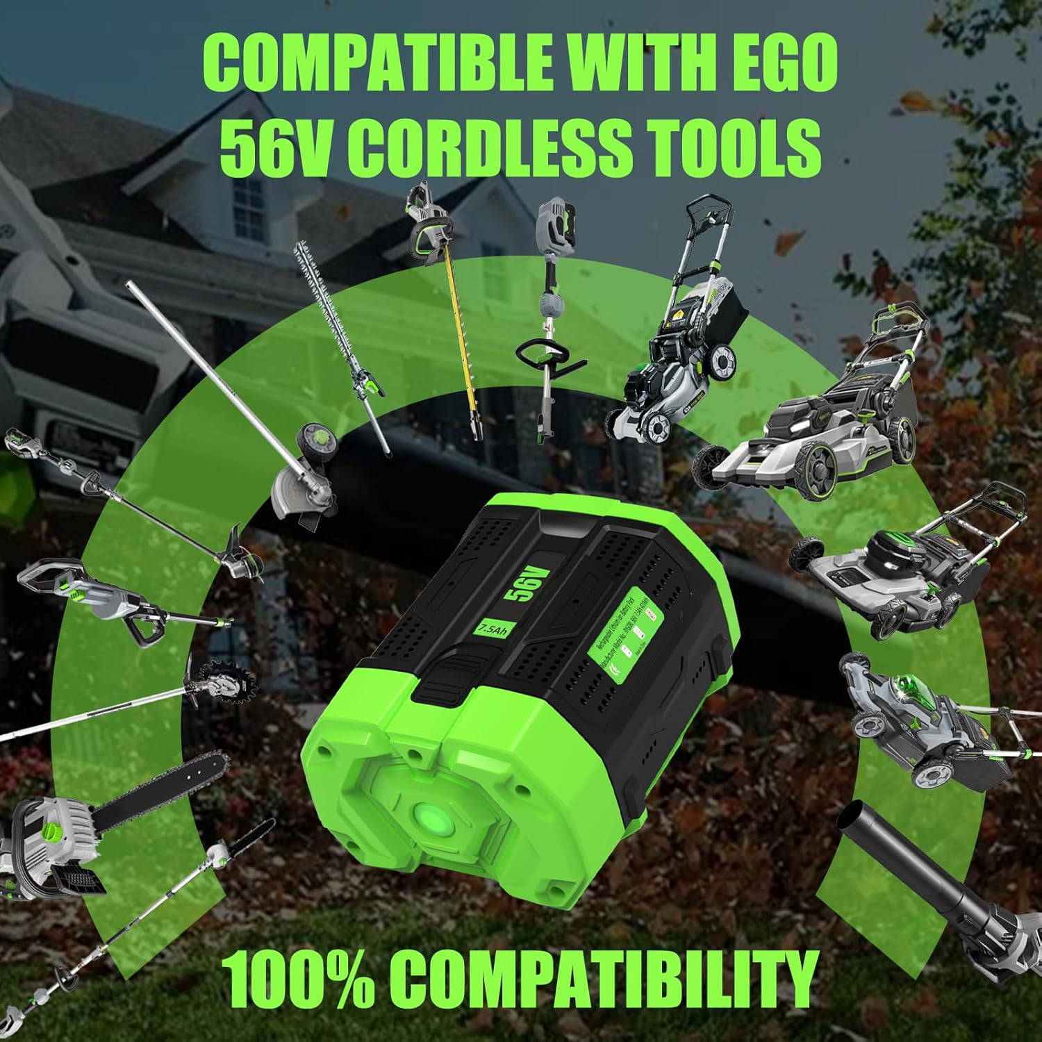 7.5Ah BA2800 Replacement for EGO Battery Replacement for 56V 7.5AH Compatible with EGO 56V BA2800T BA4200T BA5600T BA4200 BA1400 BA2800 Power Tools Battery