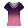 thumbnail image 4 of Blusa de encaje estampada con mangas raglán y manga corta con cuello en V para mujer Pompotops  hkajfhjk466630, 4 of 5