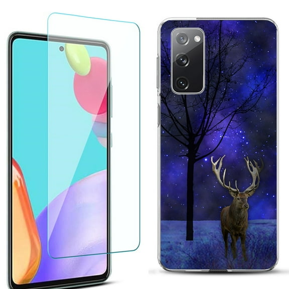 Slim-Fit Protective Phone Case for Samsung Galaxy S20 FE 5G Fan Edition, with Tempered Glass Screen Protector, by OneToughShield ® - Midnight Deer