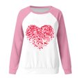 thumbnail image 3 of Cameland Rabais Saint-Valentin Femmes Mignon Rouge Cœur Graphique T-Shirts Raglan Manches Longues Col Rond Chandails en Molleton Ample Décontracté Tops Rose, 3 of 3