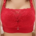 thumbnail image 2 of Alun Women's Wireless Push up Bras Floral Lace Splicing Design Seamless T Shirt Bra Comfort Light Support Thin Padded Full Coverage Everyday Wear Bralettes Red 46, 2 of 3