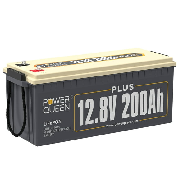 Power Queen 12V 200Ah Plus Deep Cycle Lithium Battery LiFePO4 200A BMS for RV Solar Marine Off-grid