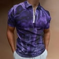 thumbnail image 2 of Purple Wolf Men Zipper T-shirt Summer Casual Short Sleeve T-shirt Top, 2 of 7
