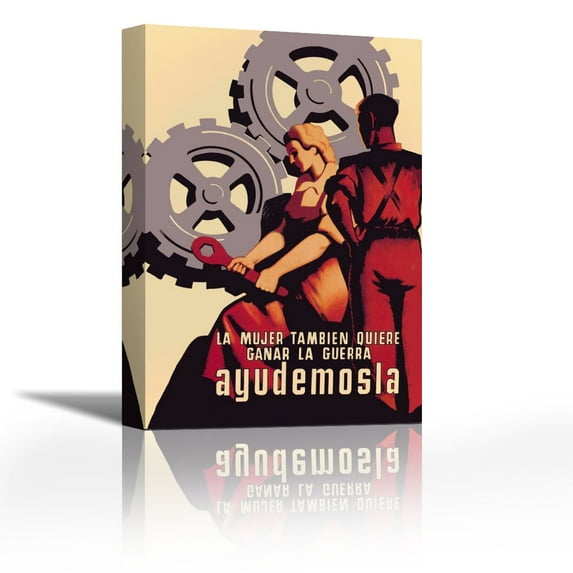 La Mujer Tambien Quiere Ganar La Guerra Ayudemosla - Contemporary Fine Art Giclee on Canvas Gallery Wrap - wall décor - Art painting - 14 x 21 Inch - Ready to Hang