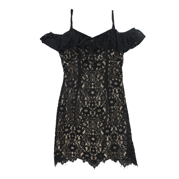 bar III Vestido tubo de encaje para mujer, negro, pequeño