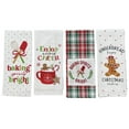thumbnail image 5 of Serafina Home Holiday Christmas Kitchen Dish Hand Towels - Set of 4 100% Cotton Red Green White Plaid Baking Spirits Bright, Gingerbread & Hot Cocoa Designs – 25" x 15" Multipurpose Towels, 5 of 5