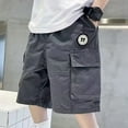 thumbnail image 2 of ZACPNCV Boys Cargo Shorts Elastic Waist Casual Shorts with Multi Pockets Lightweight Athletic Running Workout Shorts Summer Clothes Gray 11-12 Years, 2 of 7