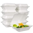 thumbnail image 4 of Diska Nulife 8" x 8" 3 Compartment Eco-Friendly Sugarcane Bagasse Clamshell Take-Out Containers, 25 PCS, 4 of 8