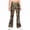 Coffee, variant on Grblisyd Girls Flare Leg Uniform Pants High Waist Fashion Camo Maple Leaf Print Bell Bottoms With Button and Pockets