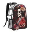 thumbnail image 3 of Sikiie Geisha Skeleton With Flowers Clear Backpack, Transparent Bookbag for School for Women Men, Capacity Clear Bag for College, Travel, 3 of 7
