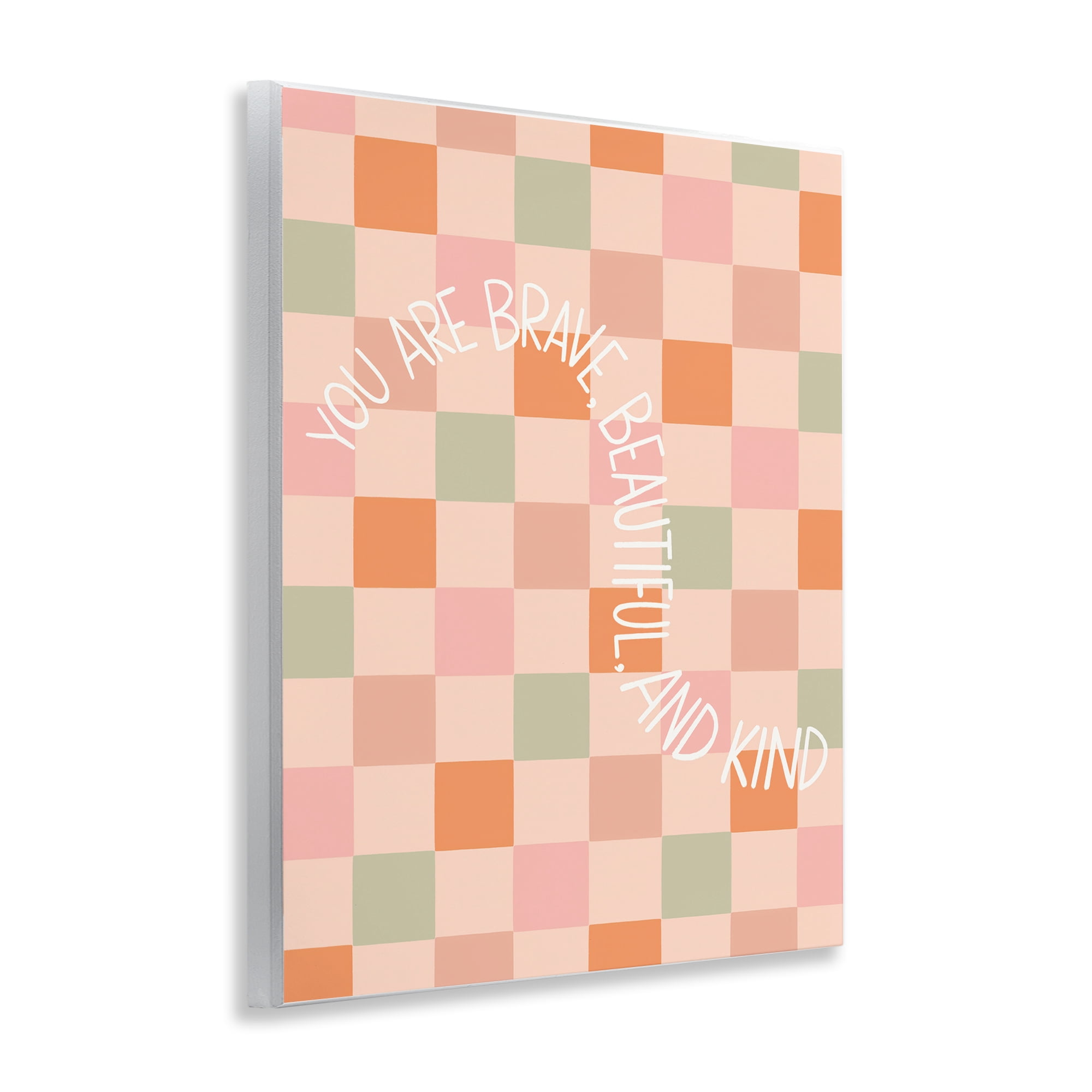 Stupell Industries Checkered You Are Brave Text & Numbers Painting Unframed Art Print Wall Art, 11 x 14