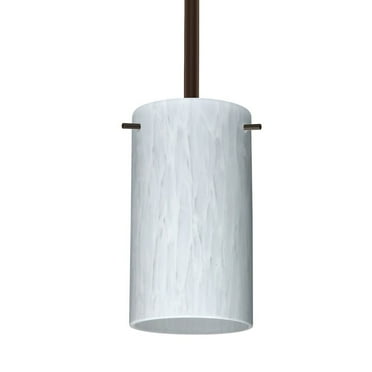 1TT-440419-BR-Besa Lighting-Stilo 7 - 1 Light Stem Pendant In Contemporary Style-7 Inches Tall and 4 Inches Wide-Bronze Finish-Carrera Glass