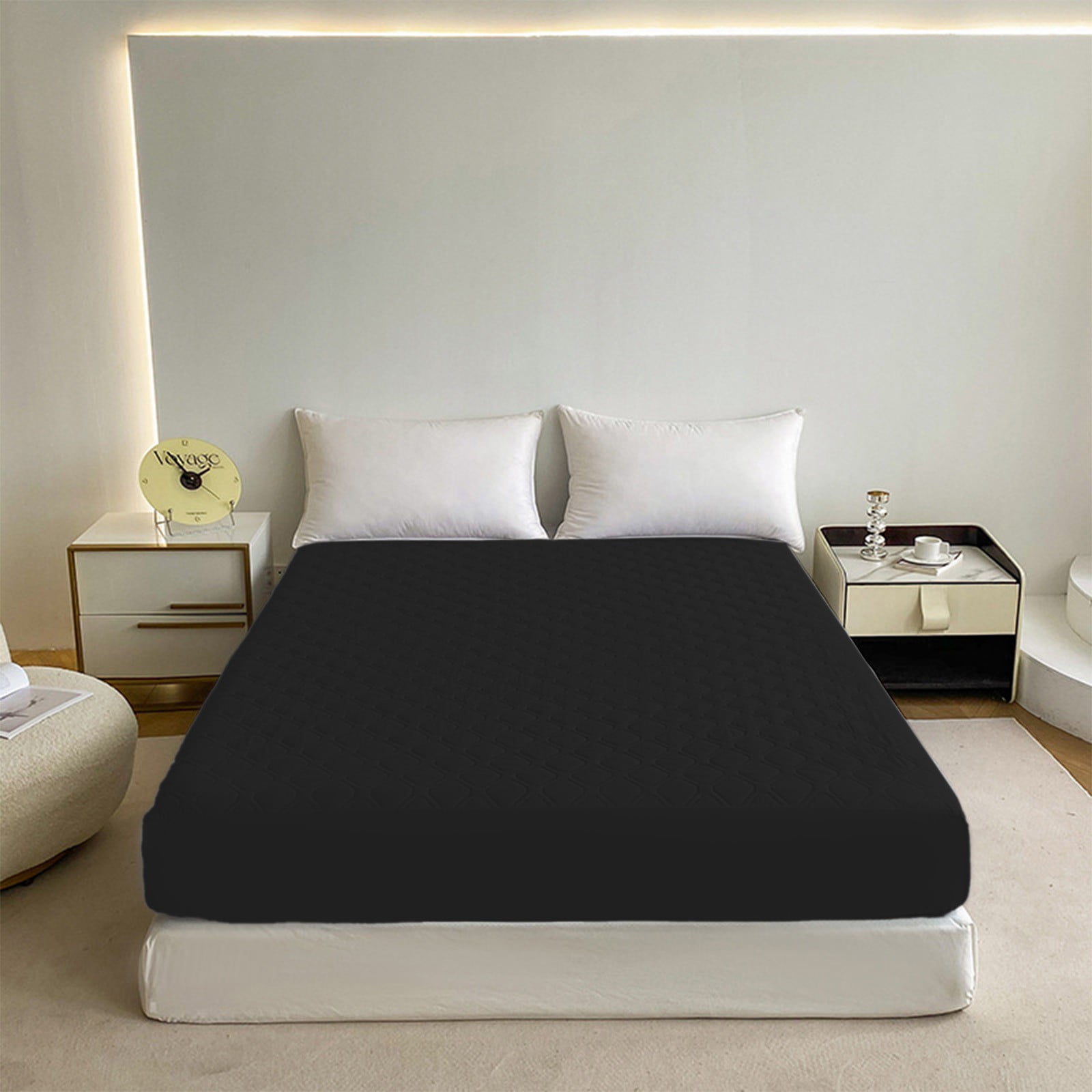 90x200cm Waterproof Mattress Protector Non-slip Soft Fibre Fixed Mattress Cover Ideal for Naked Sleeper