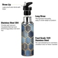 thumbnail image 3 of Yayeee 33oz Insulated Water Bottle Double Wall Stainless Steel with Flip Straw Lid, Elegant Hexagon Pattern, 3 of 7