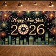 thumbnail image 6 of Golden Letter Happy New Year Banner Fireworks Design 2026 Banner Star Pattern Clock Holiday Banner for New Year Party Indoor Celebration New Year Eve, 6 of 9