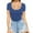 Blue, variant on Jalioing Women's Slim T Shirt Short Sleeve Scoop Neck Trendy Tees Tops Summer Going Out Basic Shirts Outfits
