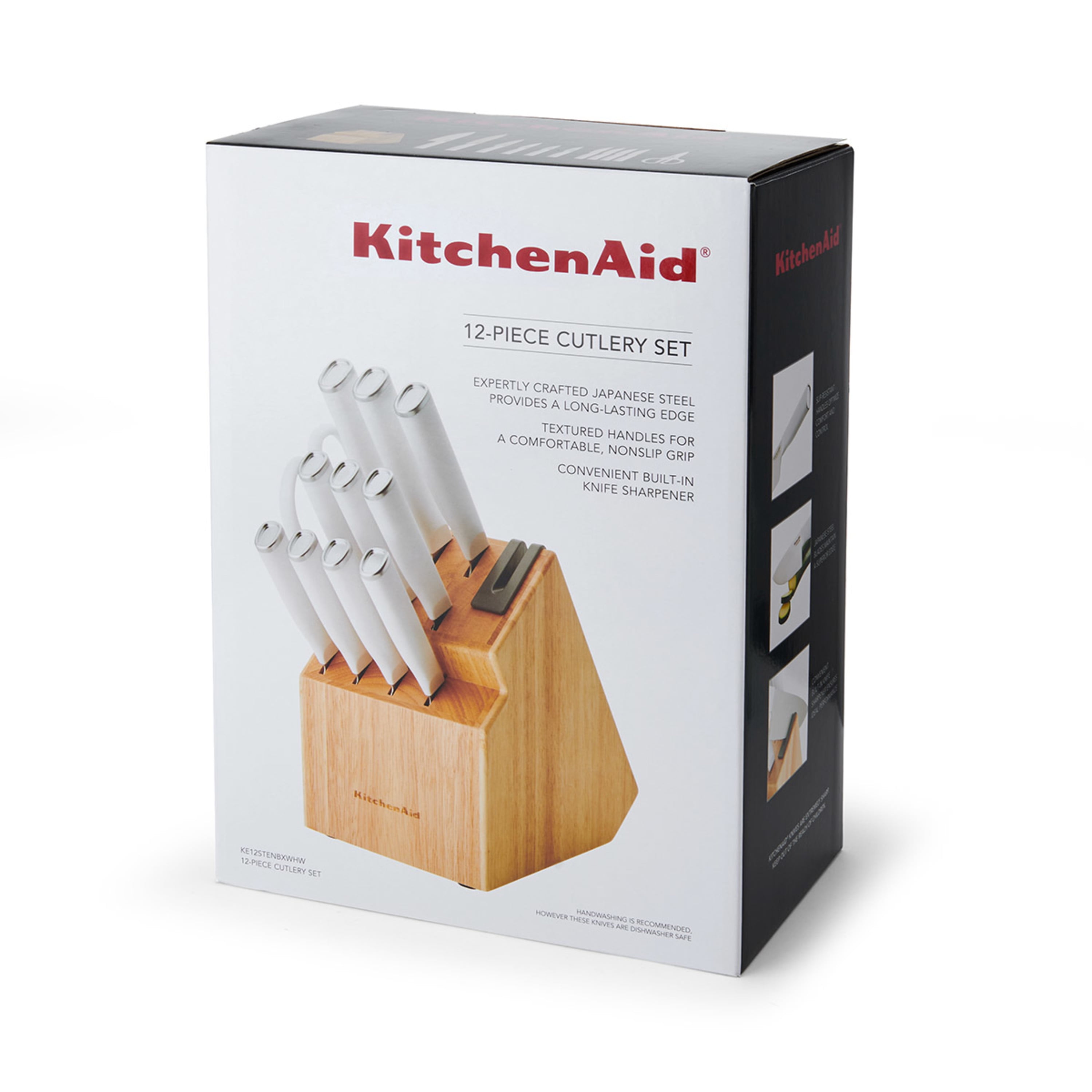 KitchenAid Classic Japanese Steel 12Piece Knife Block Set White