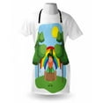 thumbnail image 4 of Leprechaun Apron, Simplistic Carton of Irish in Forest with Sun and Rainbow Image, Unisex Kitchen Bib with Adjustable Neck for Cooking Gardening, Adult Size, Multicolor, by Ambesonne, 4 of 4