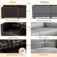 thumbnail image 5 of ACMEASE Premium Faux Leather Loveseat Sofa with Two Bolster Pillows and Tufted Backrest, Dark Brown, 5 of 7
