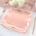 thumbnail image 4 of Efavormart 25 Pack | Blush/Rose Gold 11" Square Vintage Dinner Serving Paper Plates, Shiny Disposable Pottery Embossed Party Plates With Scroll Design Edge - 350 GSM, 4 of 11