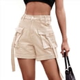thumbnail image 3 of Shorts Vaqueros Cargo para Mujer - Shorts Casuales de Verano Vintage con Botones y Cremallera Caqui XL, 3 of 10