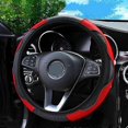 thumbnail image 1 of Funda para volante de coche ZHAOCHENG Fibra de carbono transpirable antideslizante negro y rojo, 1 of 5