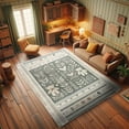 thumbnail image 3 of Ambesonne Neutral Decorative Rug Carpet, Bear Nordic Botanical Motif, 2' 5" x 5', Grey Tan and Ivory, 3 of 5