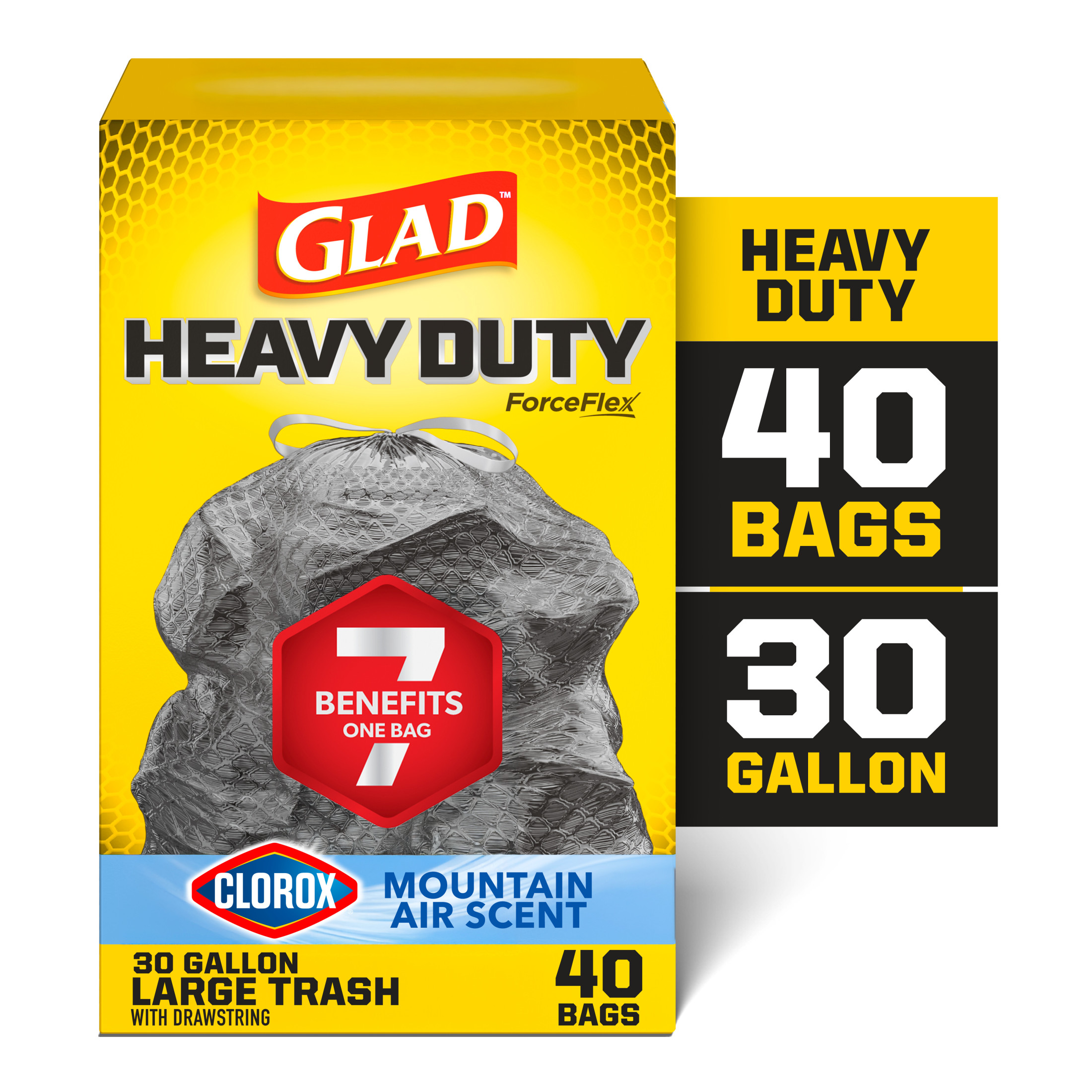 Glad ForceFlex Heavy Duty Trash Bags, 30 Gallon, 40 Count