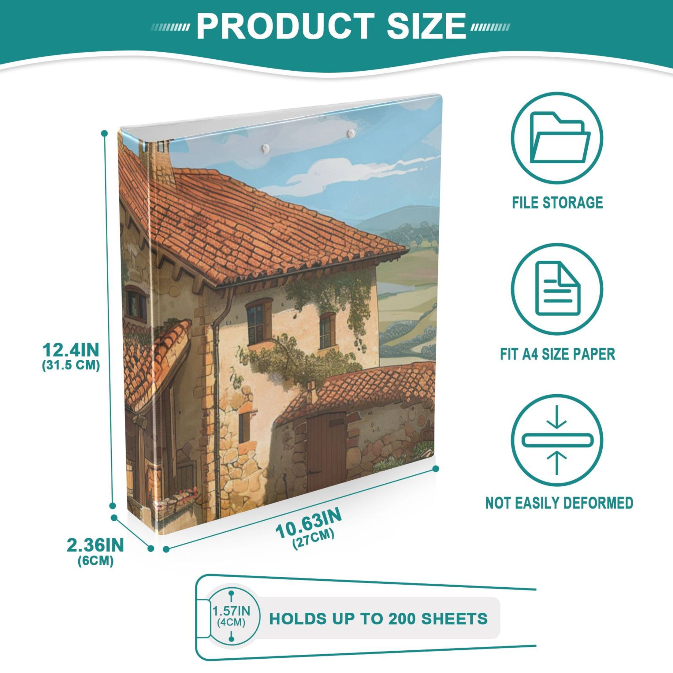 Tradition Farmhouse 3 Ring Binders 1.5 inch Hardcover File Folders with Interior Pockets A4 Size Organizer for School Office Hospital