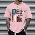 thumbnail image 2 of T-Shirt Homme Drapeau Imprimé Grande Amérique Encore, Col Rond, Manches Courtes, Décontracté, Rose m, 2 of 4